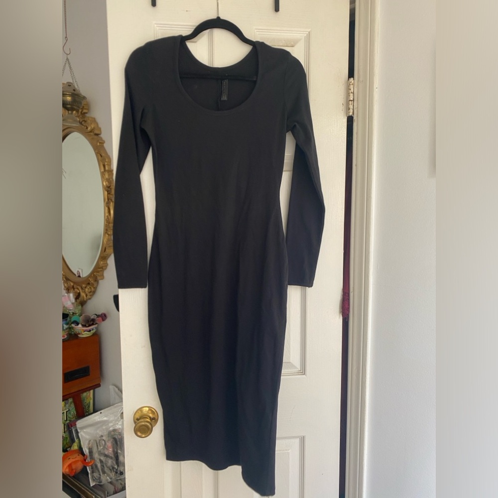 Pinup girl clothing black long sleeve wiggle dress small